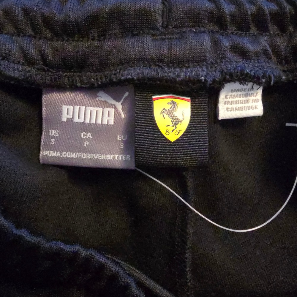Puma Scuderia Ferrari Men S Track Pants Black Checkered Racing Joggers 535827-01 - Picture 3 of 7